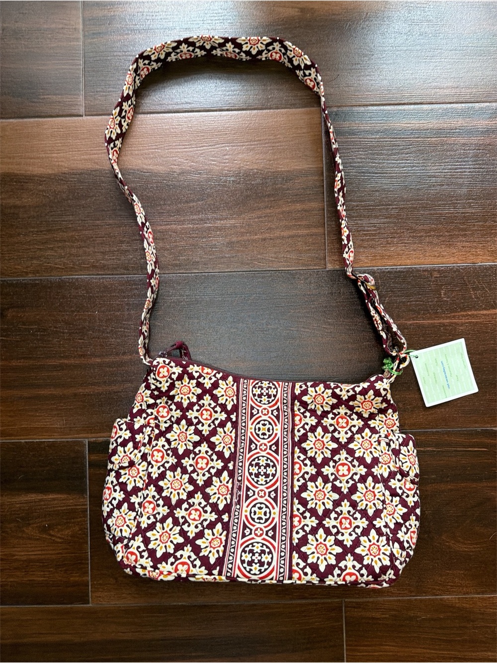 Vera Bradley Quilted Floral Crossbody - Burgundy and Cream NWT